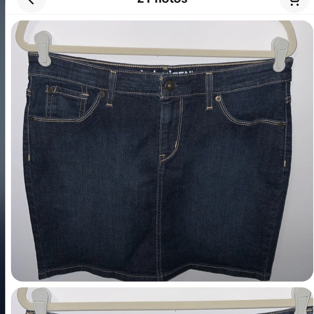 Levi’s Vintage Jean Skirt Denizen Denim Dark Wash Short Skirt Size 12